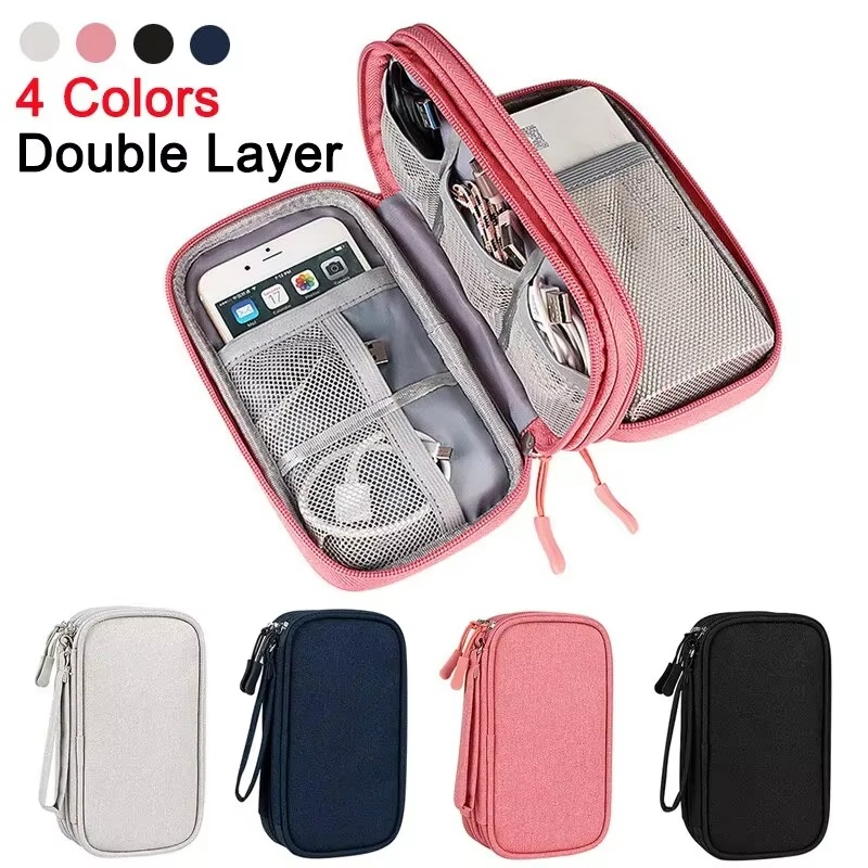 Cable Management Bag - Wasserdichte Reisetasche, Elektronik-Organizer, tragbare doppellagige Aufbewahrungstasche