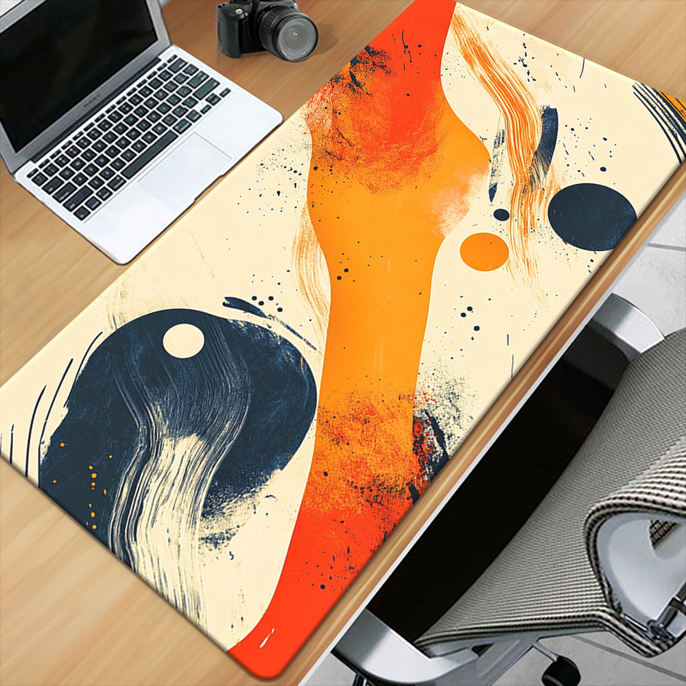 Laptop Accessories Brand - Marken-Minimalistisches Eisenkunst-Mauspad Rutschfeste Gummi-Gaming-Schreibtischunterlage Farbenfrohe Tastatur