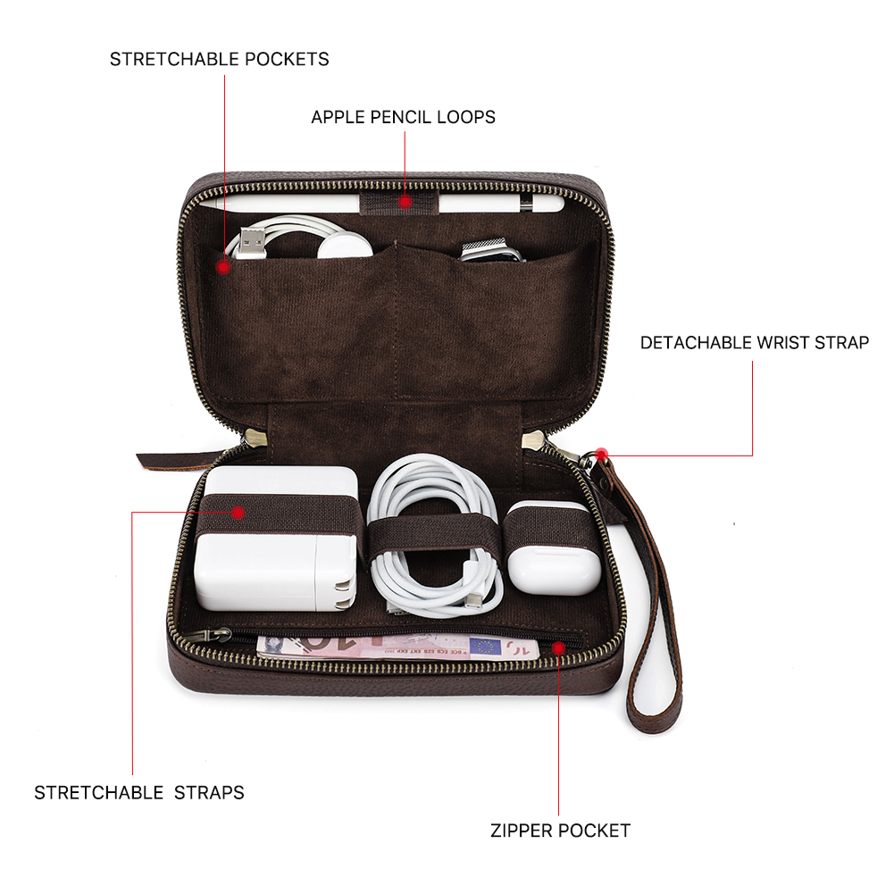 Echtes Leder Tragbare USB Date – Cable Management Bag Bewertung und Preis